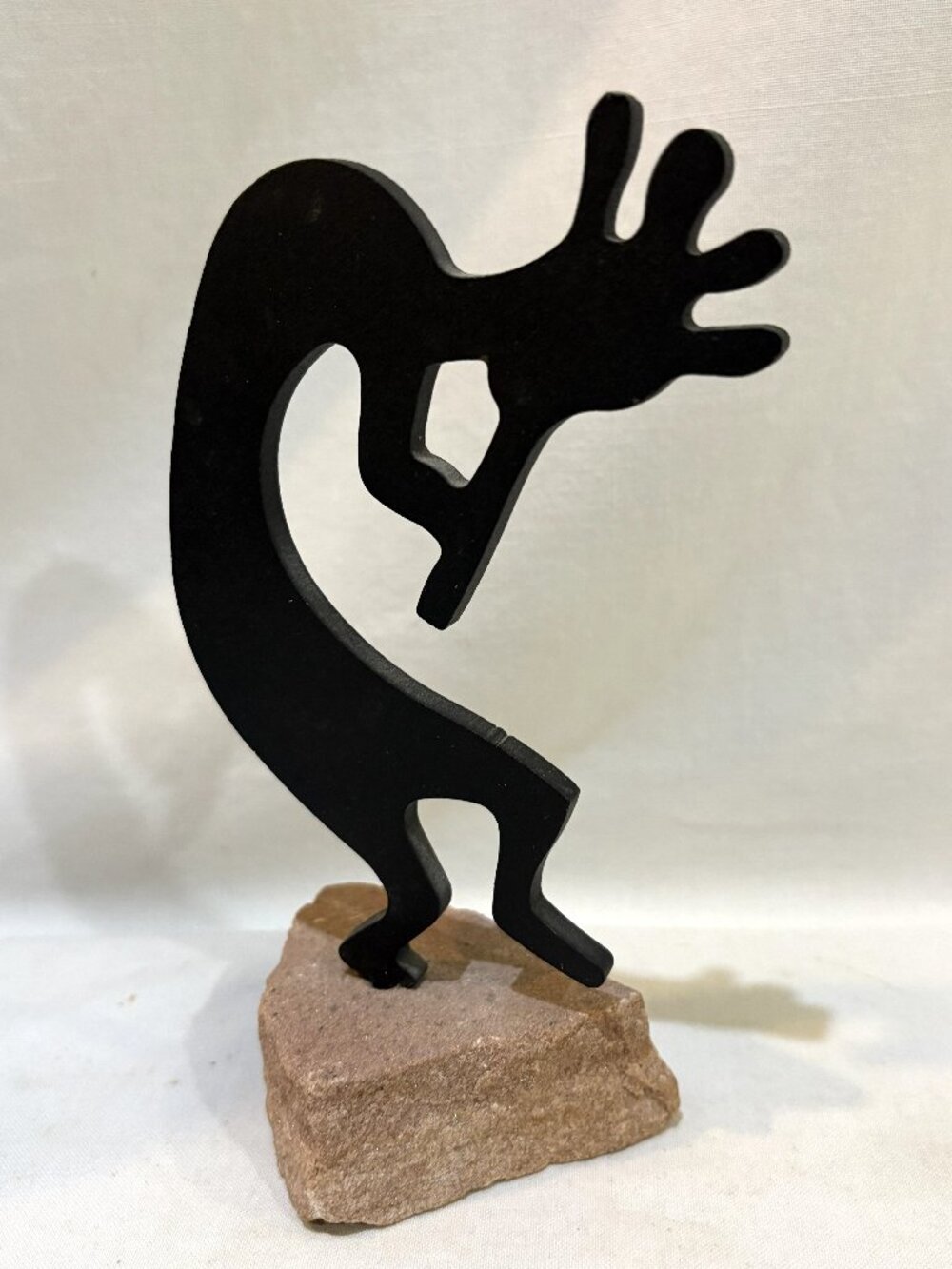 Lazart Kokopelli Metal Art Sandstone Base Made in USA Desktop Bookshelf Decor